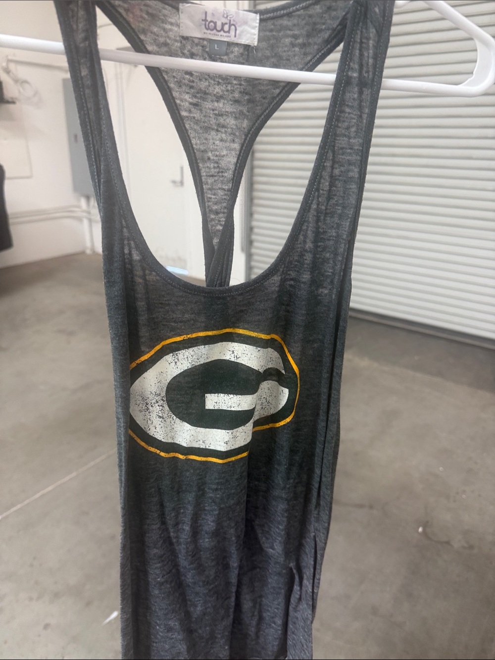 Touch by Alyssa Milano Gray Green Bay Logo Racerback Tank